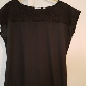 New York & Company Black Lace Top Blouse
